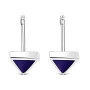 6pairs, Lapiz Lazuli Triangle Silver Stud Earrings - e348